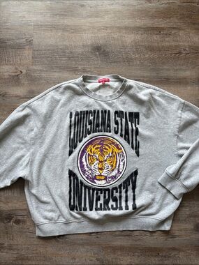 Mitchell & Ness LSU Tigers Grey Crewneck